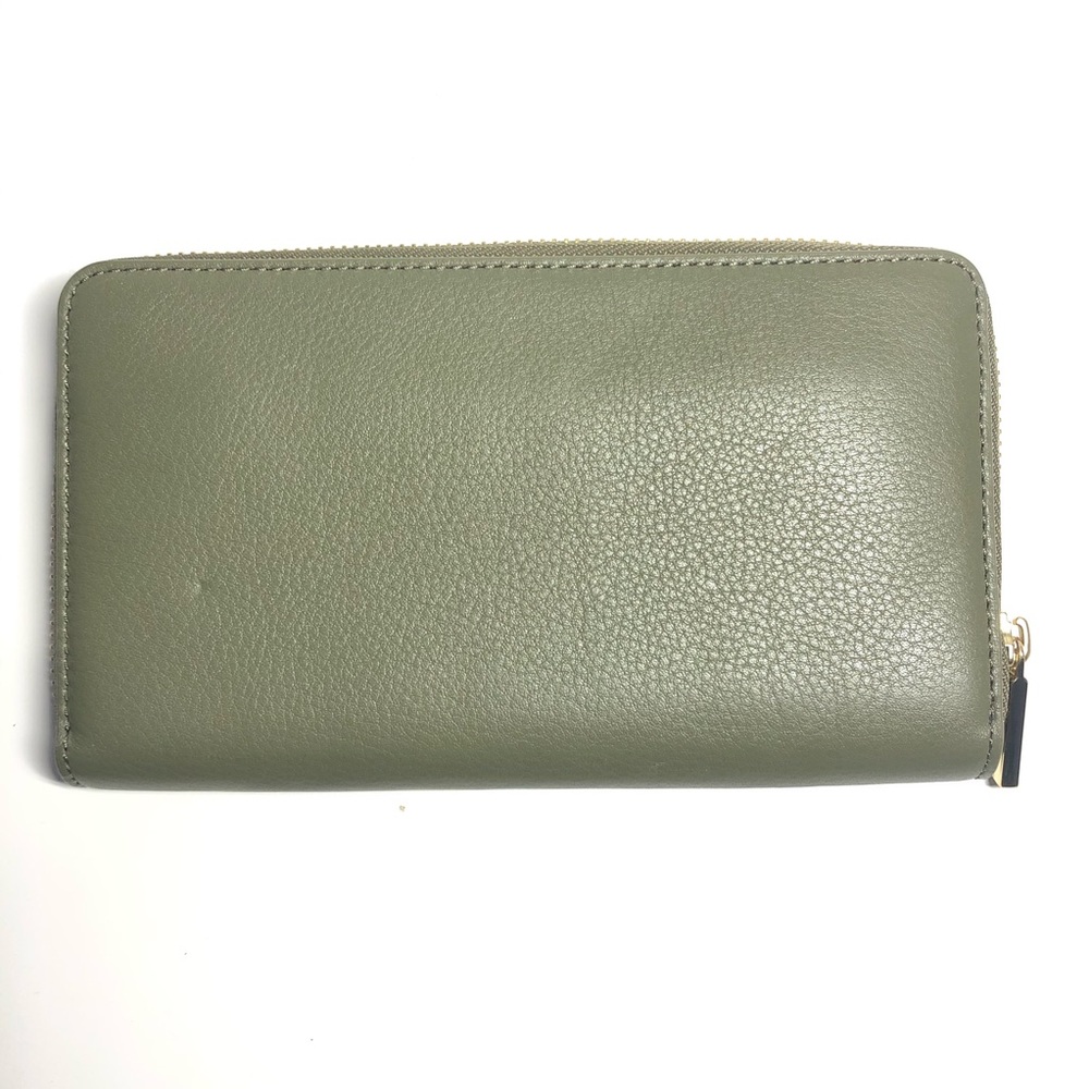 SOLD-NWOT Tory Burch Green Khaki Clara Zip Wallet - Picture 6 of 9